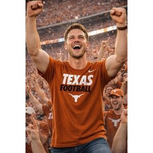 Nike Texas Longhorns Football Tee Mens XL Athletic Cut Burnt Orange Dri-Fit